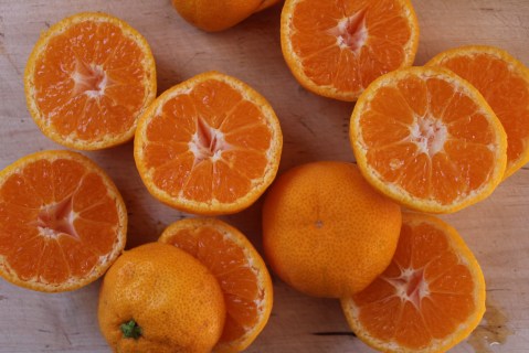 Satsumas cut in half